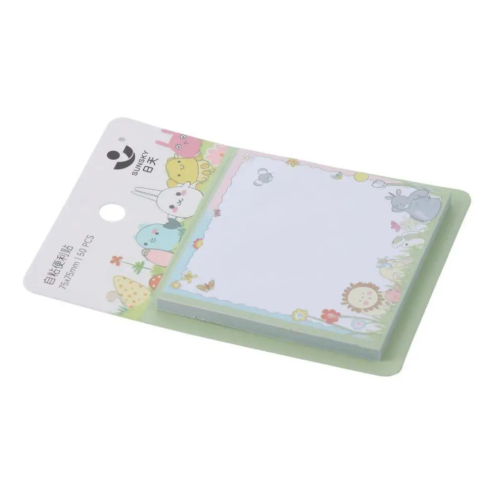 4Pcs 50 Sheets Animal Sticky Notes Set Cute Self-Stick Writing Note Pads Cartoon Office Supplies