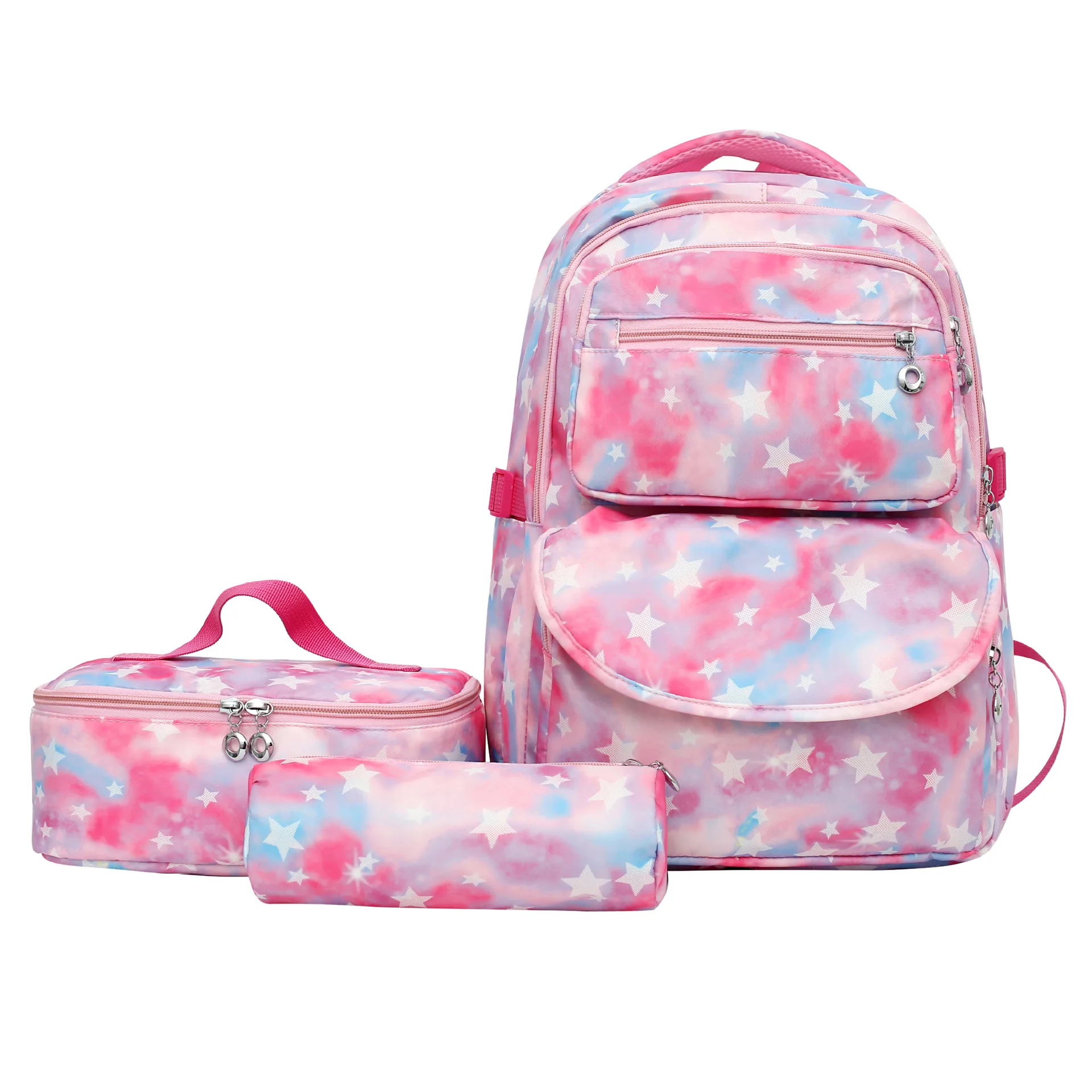 Star Prints Student Backpack 3Pcs Sets Kids Bookbag Primary School Daypack Students School Bag for Teens Girls Travel Knapsack