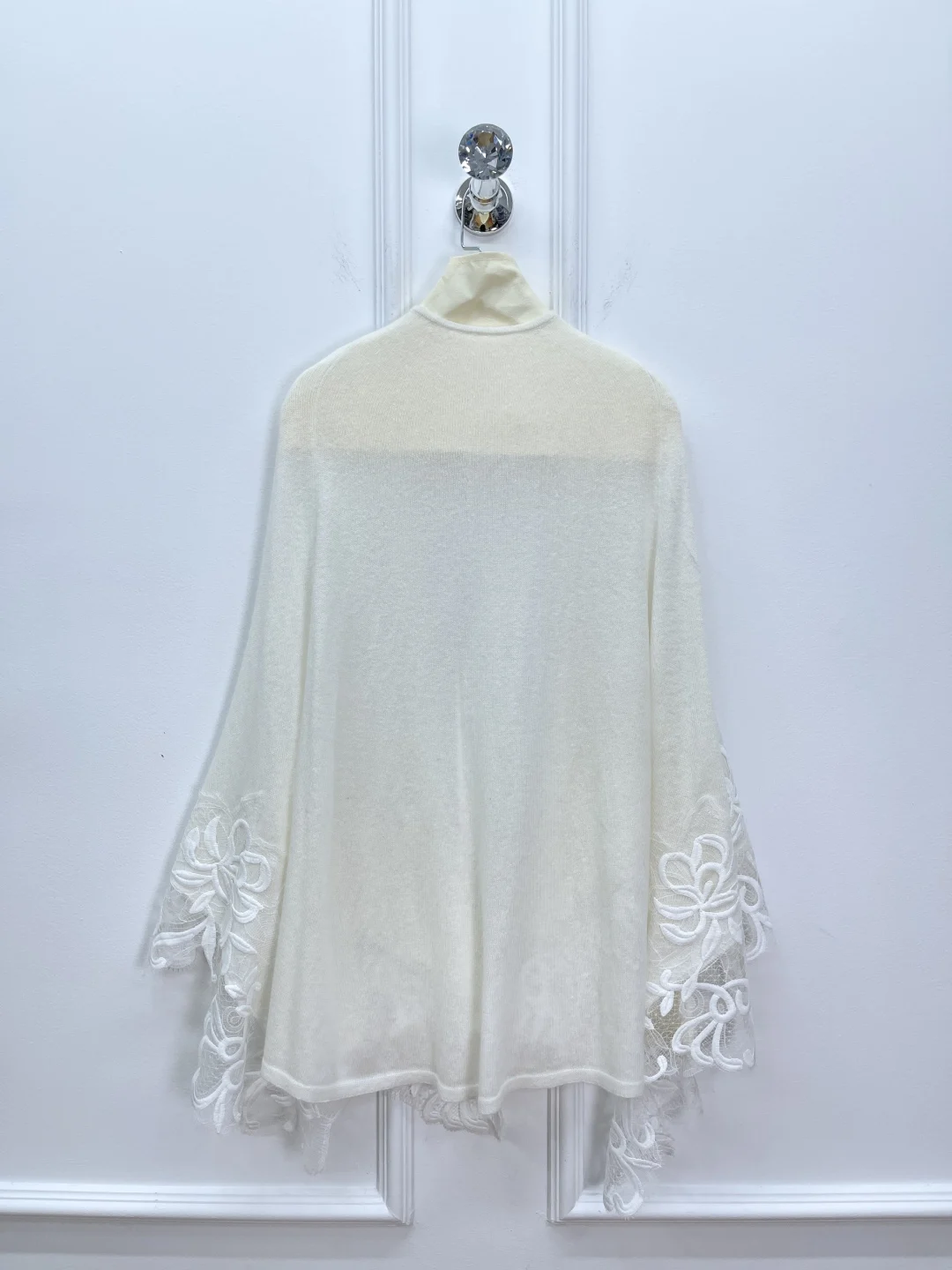 Costume tricoté en laine de cachemire pour femmes, châle Patchwork brodé en dentelle + jupe longue trapèze à taille élastique, ensemble élégant 2 pièces