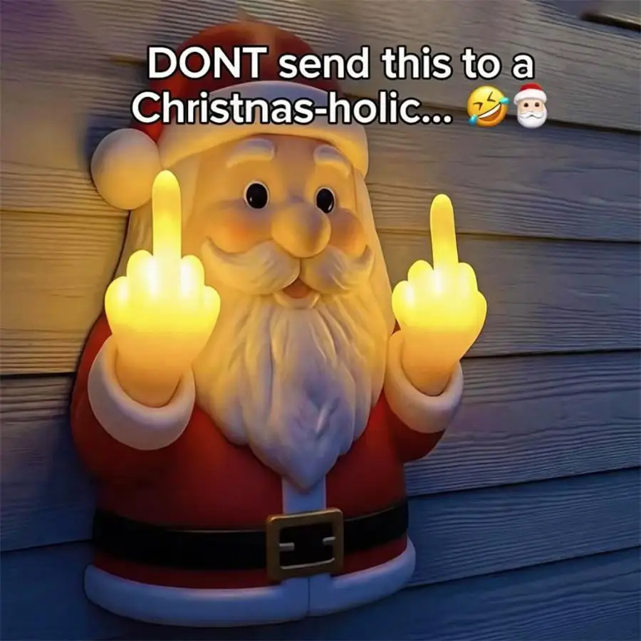 Halloween Christmas Santa  Middle Finger Night Light Claus Funny Ghost Lamp Figurines Resin Spooky Desk for Party Diy Decor