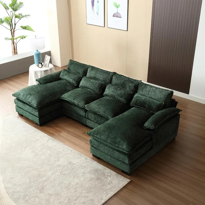 

L/U-Shaped Corner Convertible Modular Sectional Sofa Upholstery Double Cushions Deep Seat Sleeper Couch For Home Apartment