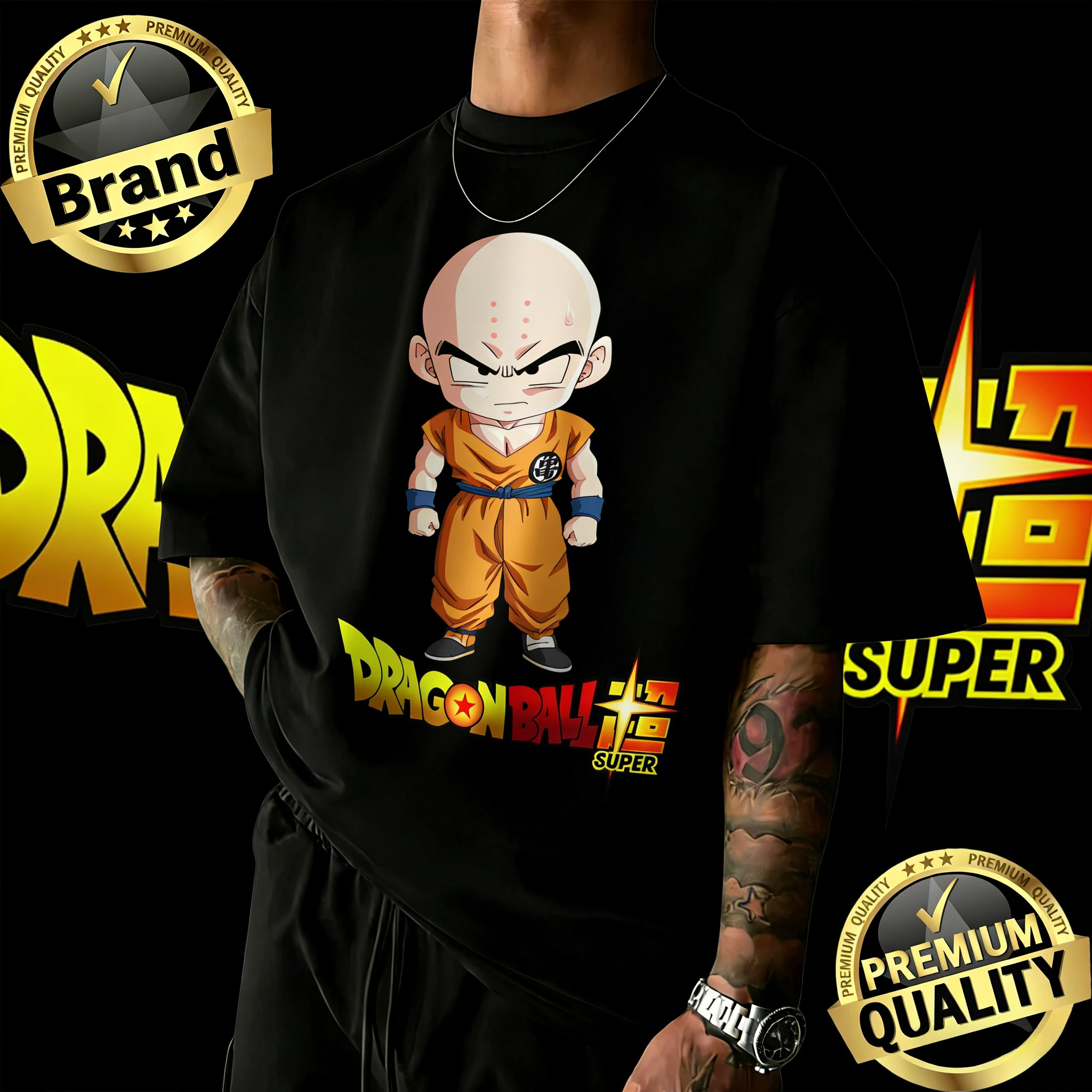 

Новая летняя футболка 2026 года в честь 40-летия Dragon Ball с принтом Криллина, 100% хлопок, аниме, увеличенный размер, повседневная уличная одежда, унисекс, Y2K