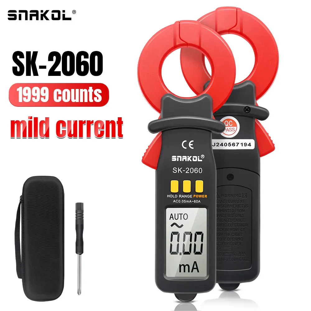 Snakol-profissional Digital Clamp Meter Teste Atual Detecção de Vazamento Precisão Alcance Automático 2060 0.01a 2060