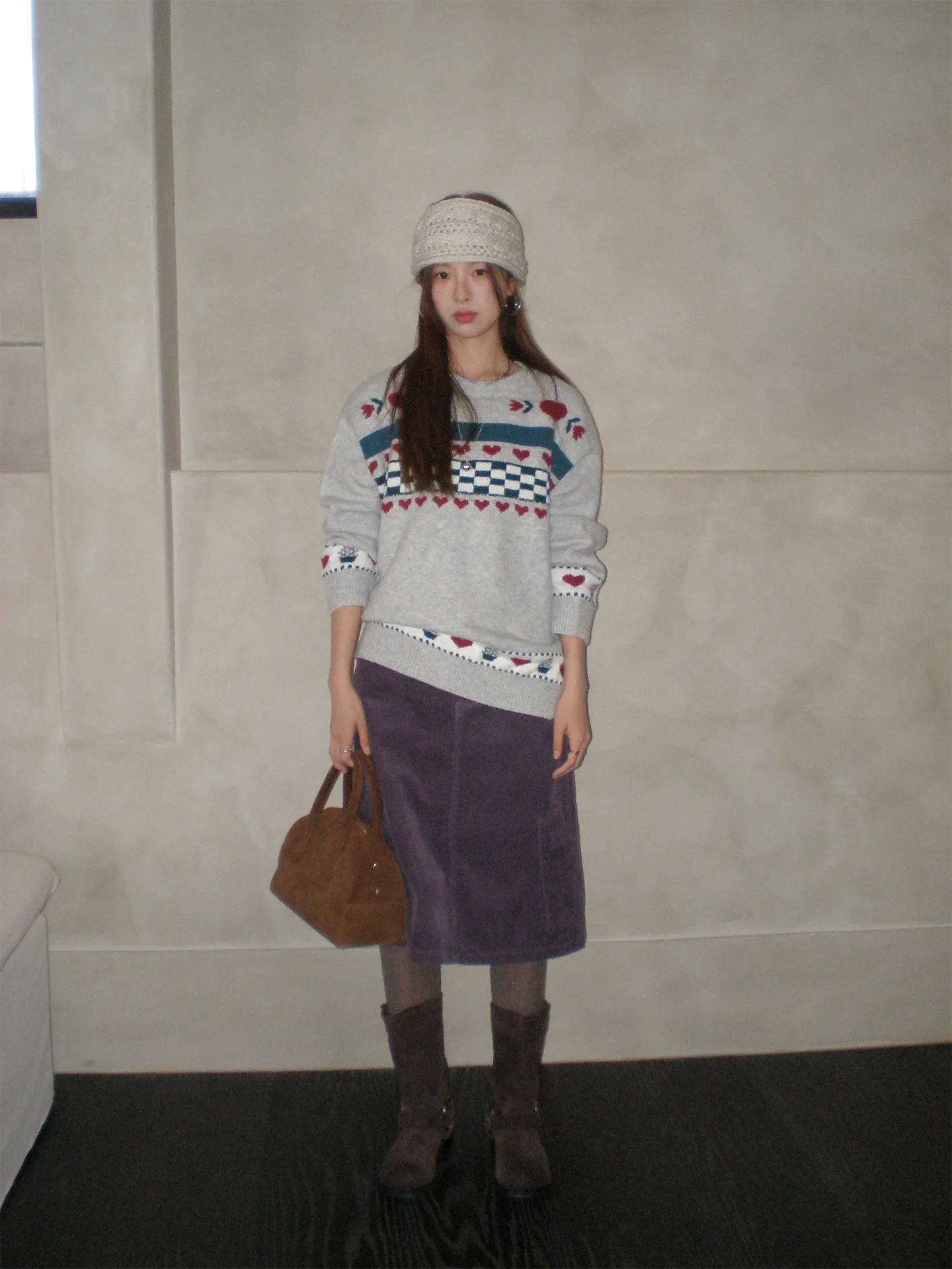 

COK Autumn Winter Commute Sle Women's Knitwear round Ne Fair Isle Patterned Inner Wear Heart id Fluffy Sweater