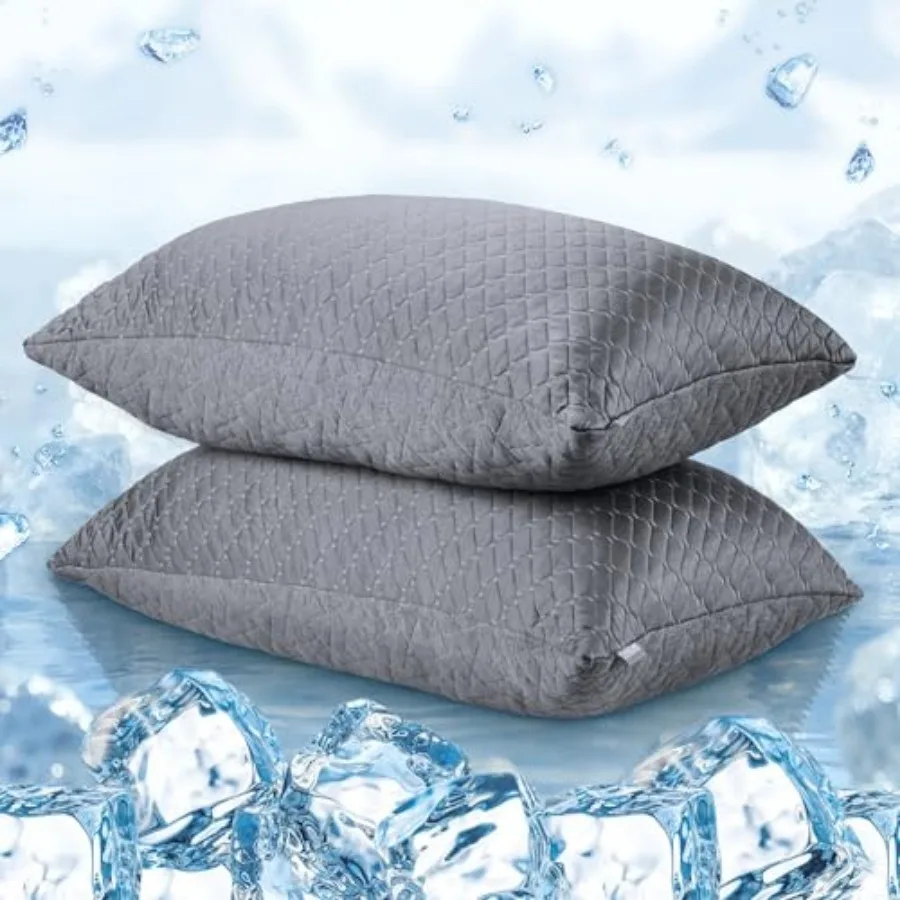 ® Pillows Queen Size Set of 2, Shredded Memory Foam Pillows, Cooling Foam Pillow for Sleeping, Soft Bed Pillow Queen Size with