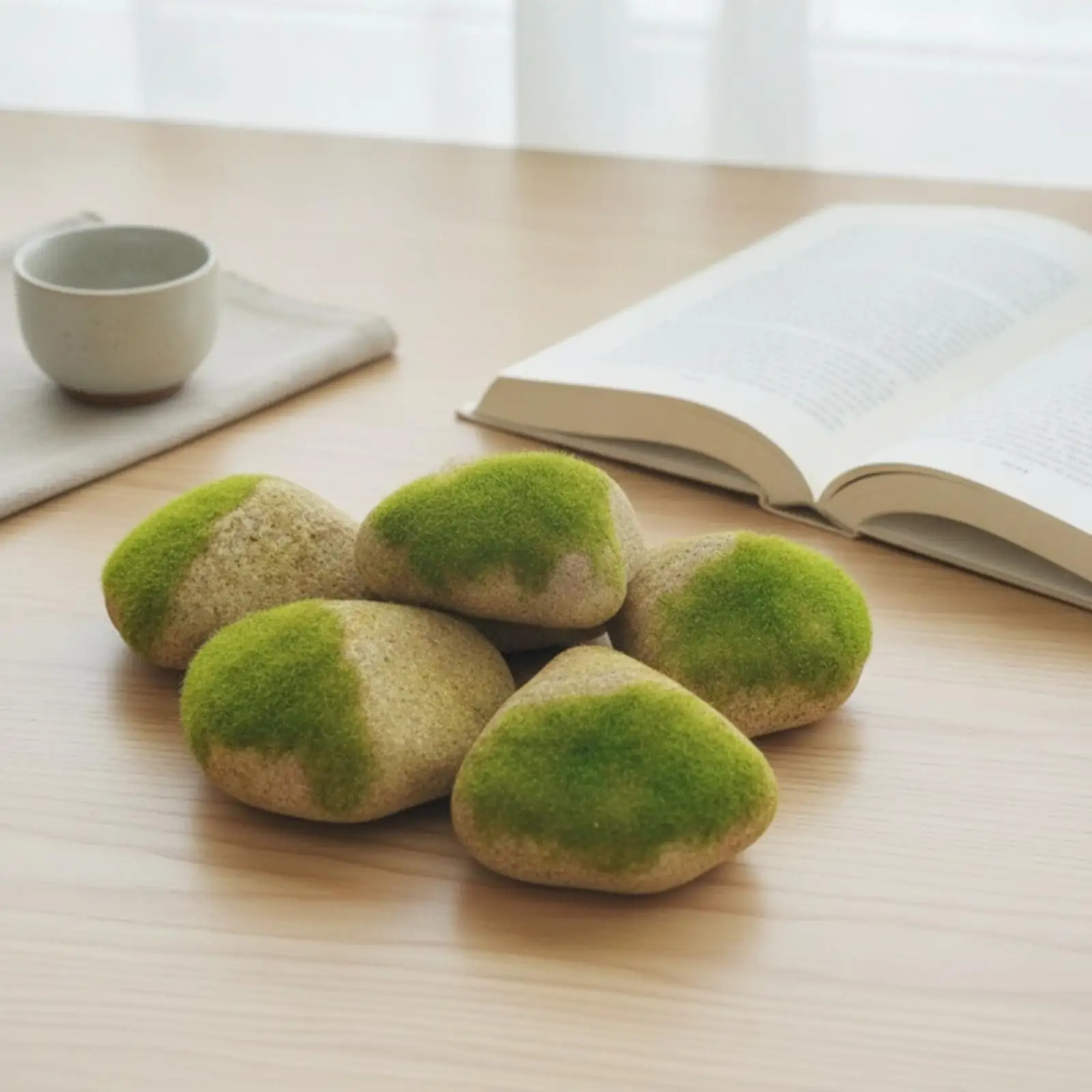 5 Pieces Lichen Stone Cluster Realistic Decorations Faux for Miniature Scenery