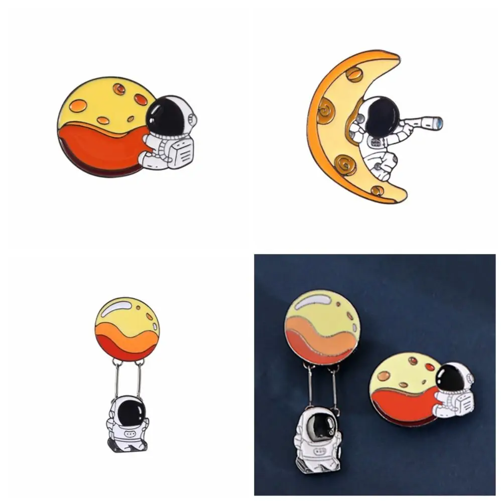 Cartoon Balloon Cartoon Astronaut Enamel Pin Enamel Telescope Alloy Brooch Jewelry Gift