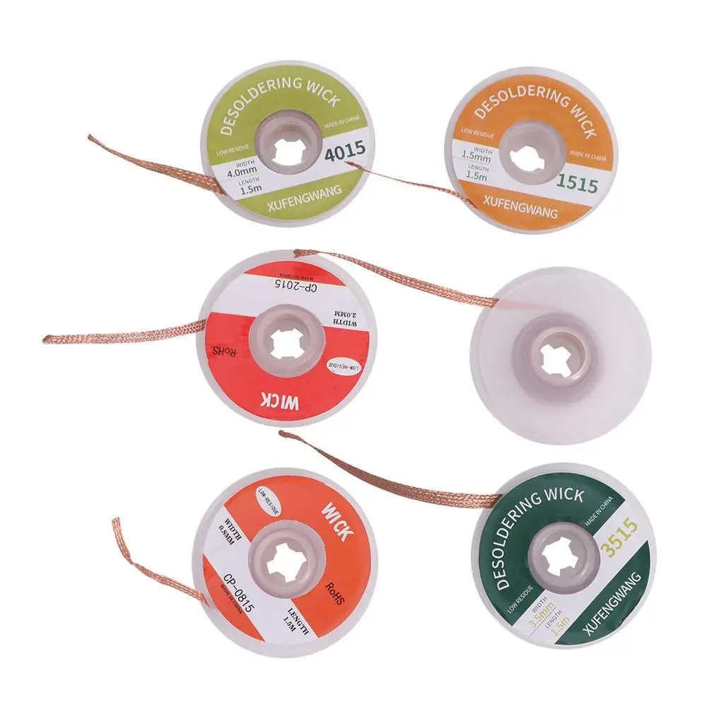 

No Cleaning Wick Wire Desoldering Braid Welding Cable Lead Cord Solder Remover 0.8mm-4.0mm Tin Sucker Tin Strip Flux Repair Tool