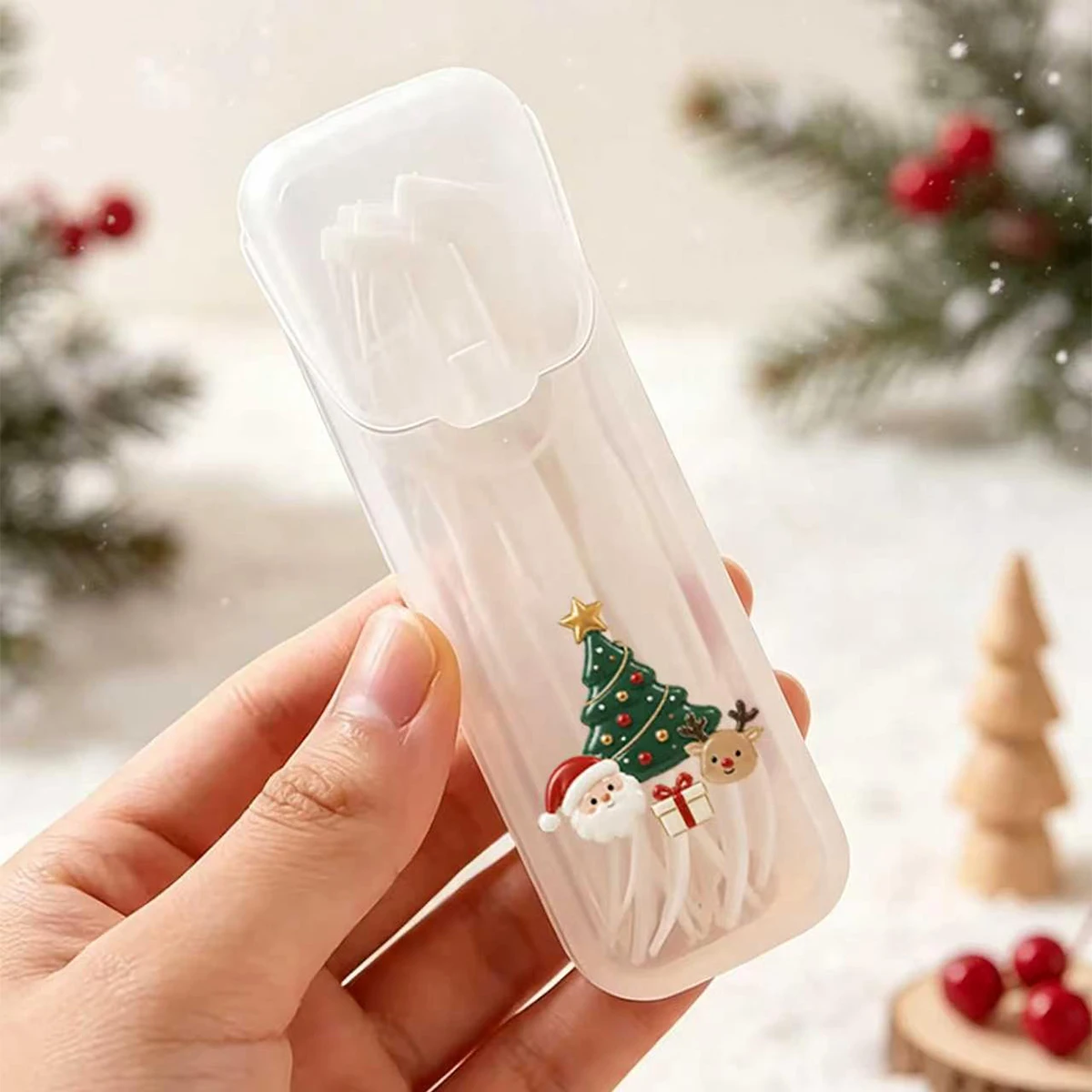 4-Piece Christmas-Themed Mini Storage Boxes, Transparent Portable Storage Boxes, Suitable for Jewelry, Cotton Swabs, Dental Floss, and Small Accessories, Travel Storage Containers, Cute Compact Storage Boxes, Gifts for Girls