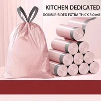 Pink Drawstring Trash Bags, Thickened Leakproof Tear Resistant Easy Tie Odor Resistant for Kitchen Bathroom Office Daily Home Use Households Busy Families Small Trash Can Liners Household Cleaning Garbage Bags 8