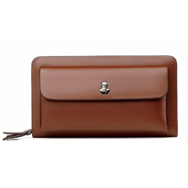 Luxury Clutch Bag for Men PU Leather Pouch Zipper Long Wallet Passcard Holder Phone Pouch Porter Necessaire Bag Male Briefcase