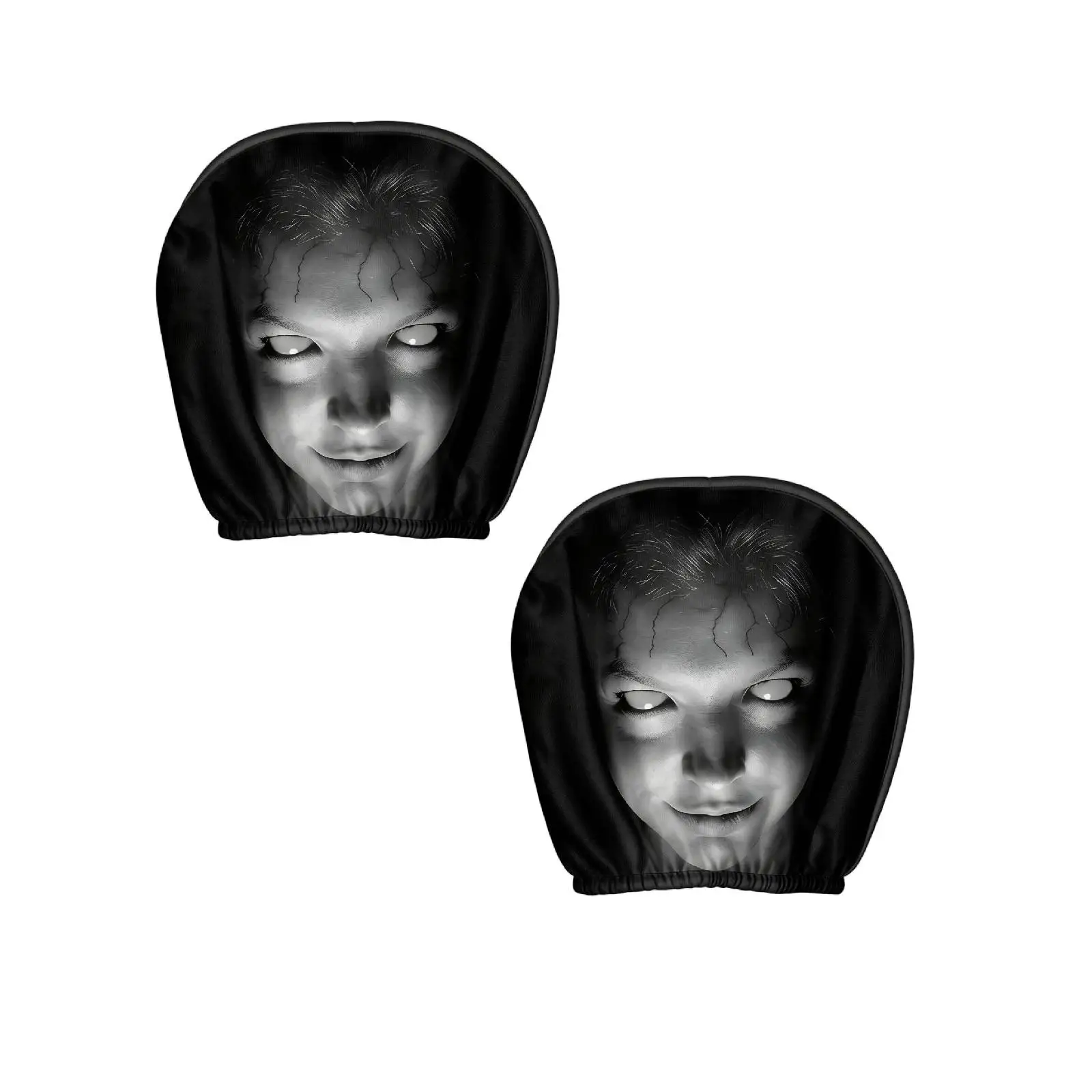 Creepy Face 2pcs Car Headrest Cover Scary Horror Decor Fits Most Seats Funny Unique Auto Interior Accessories Halloween 2026