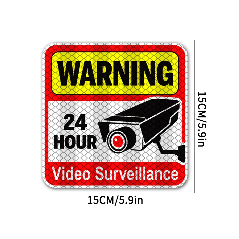 24 HOUR VIDEO Surveillance Warning Night Reflective Stickers Waterproof for Home Window Glass Door Mailbox Car Vinyl Decals