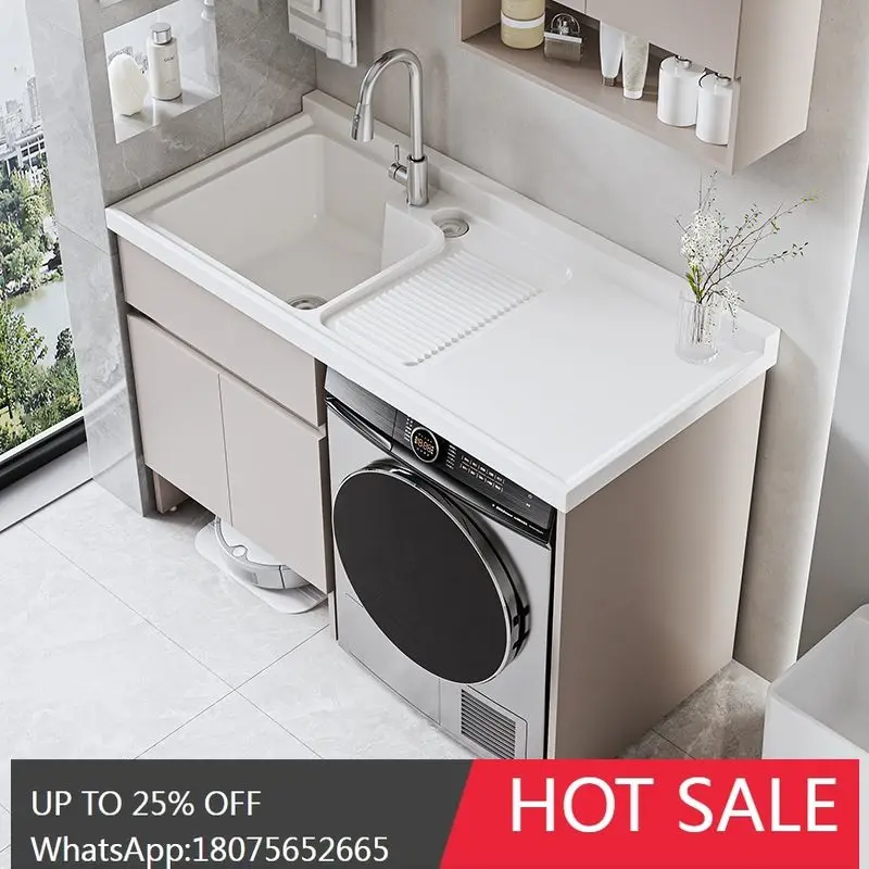 

HLZ Honeycomb Aluminum Balcony Washing Cabinet Combination with Wash Basin and Laundry Cabinet with Washboard