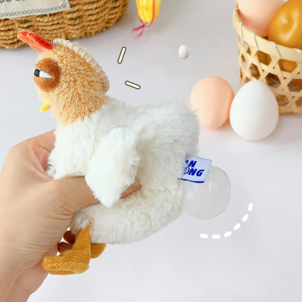 

Bag Accessories Rubber Plush Chicken Keychain Simulation Cartoon Hens Key Ring Soft Doll Egg-laying Animal Key Holder Gift