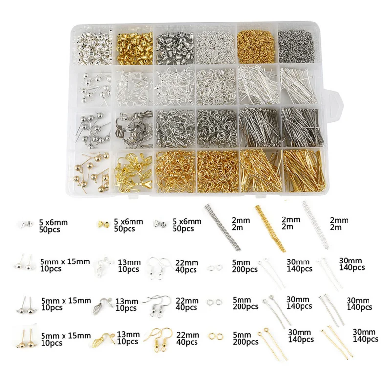 24 grids accessories box gold silver white K mixed handcrafted bracelet necklace accessories