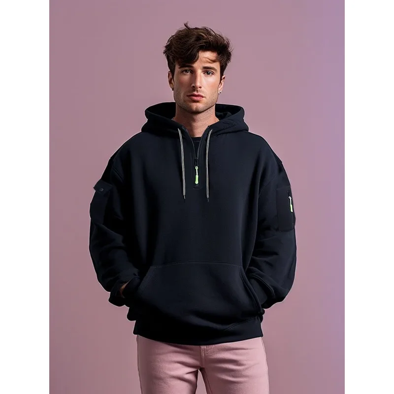 

Men's Hooded Sportswear for Spring Autumn Outdoor Sports and Leisure Lightweight Breathable Long Sleeved Hooded Sweatshirt Set
