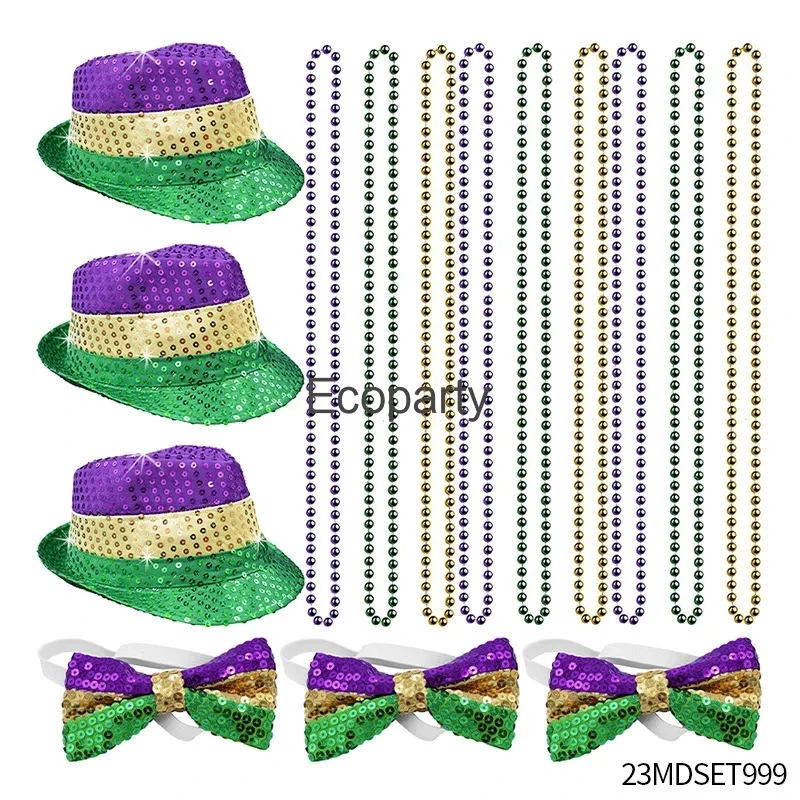 New Funny Theme Roleplay Costume Accessories For Adults Disco Party Sequins Hats Bow Glasses Necklace Set Carnival Accessories