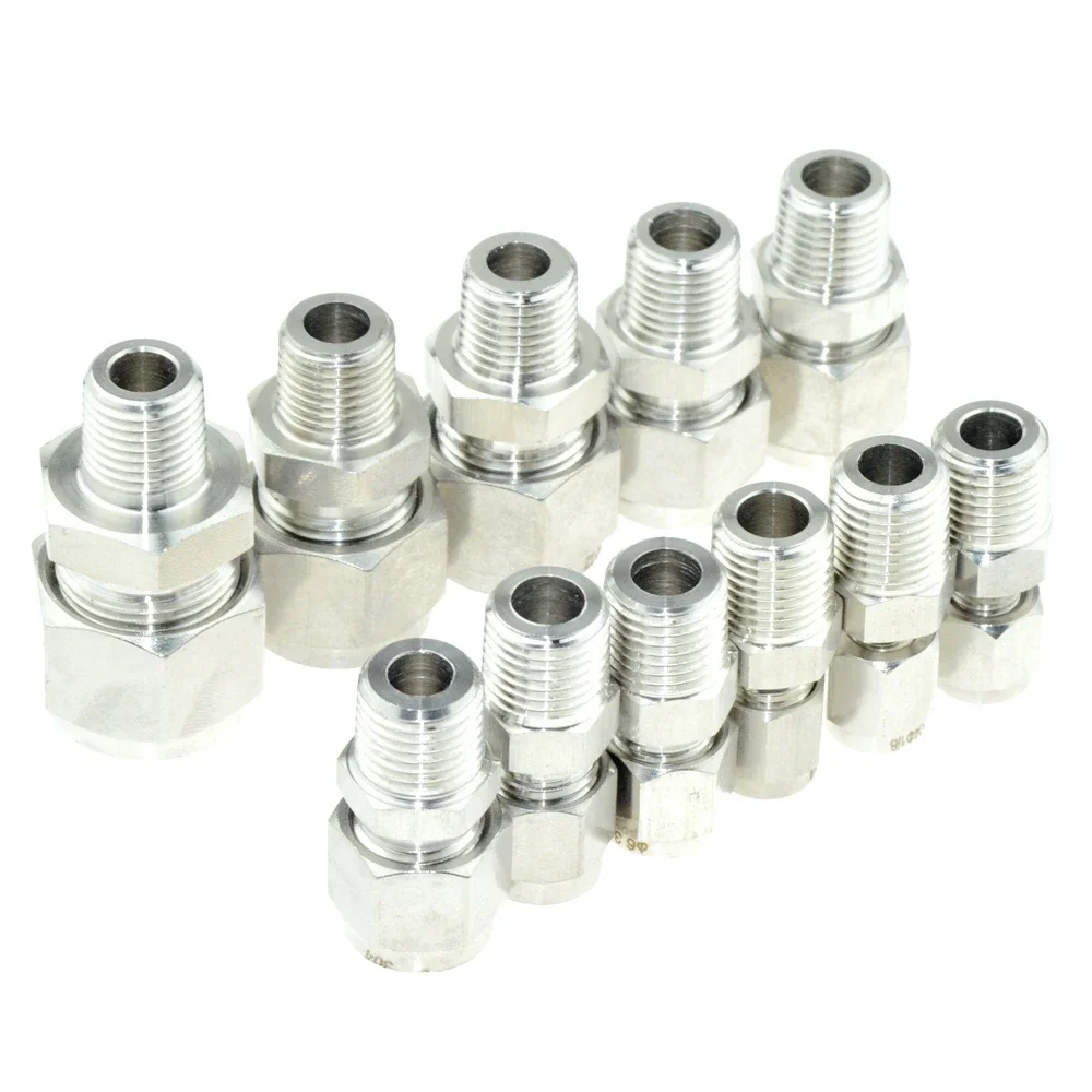 1/4 "PT NPT gwint męski 6mm 8mm 1/4" 1/2 "Cal OD Tube okucie rurowe ze stali nierdzewnej kompresja SS łącznik do montażu rur SUS304 — zdjęcie 3