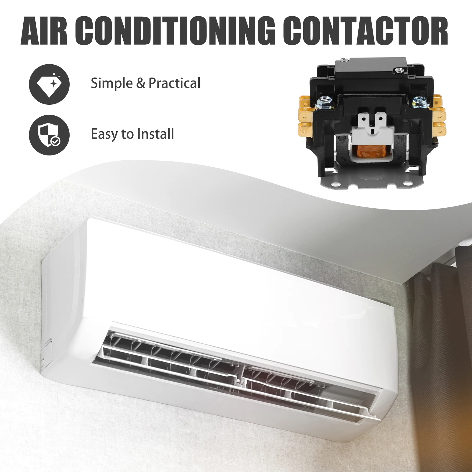 

Air Conditioner Contactor Replacement Compressor Motor Hvac Condenser Fitting Accessory Durable Electrical Control For Home Air