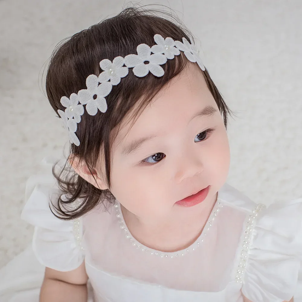 Princess Crown Flower Decor Elastic Hair Bands for Newborns Children Accessories Baby Girls Headbands Birthday Party Photo Props