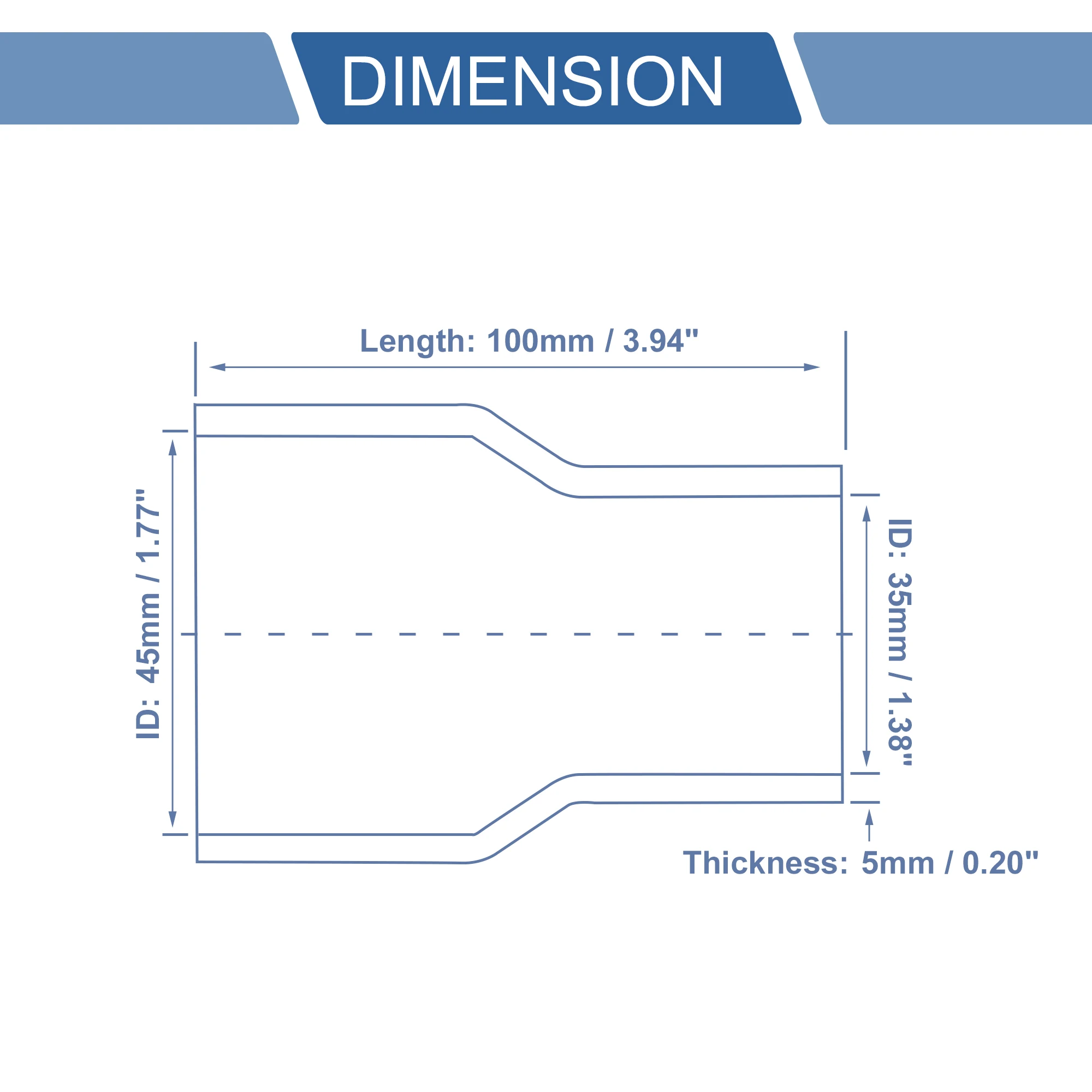 UXCELL 38-19mm 51-38mm 63-51mm 70-60mm 76-63mm 80-60mm ID 100mm Length 0 Degree Car Silicone Hose Coolant Hose