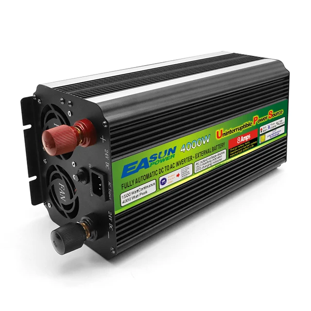 3000W 4000W DC 12V 24V เป็น AC 220V สามชาร์จหม้อแปลงแรงดันไฟฟ้าเปลี่ยนเครื่องแปลงกระแสไฟรถยนต์เพาเวอร์เวฟพร้อมพัดลมสมาร์ท