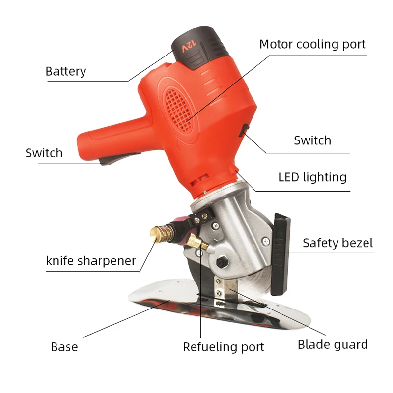 Rechargeable Electric Round Knife Cutting Machine Clothing Fabric Electric Scissors Leather Fabric Paper Cutting Machine