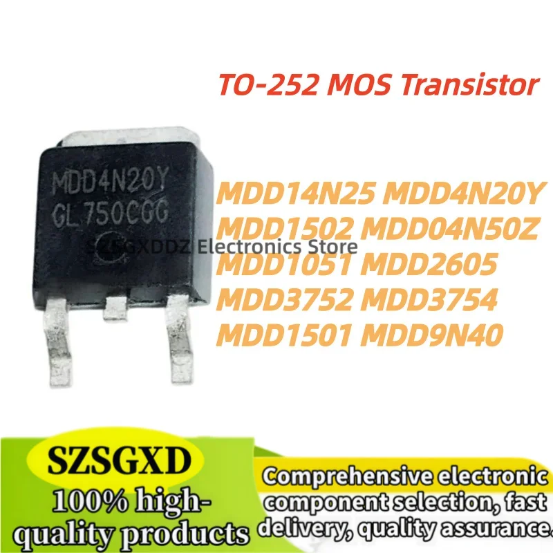10pcs 100% New Quality MDD1501 MDD1051 MDD14N25 MDD1502 MDD4N20Y MDD3752 MDD04N50Z MDD9N40 MDD3754 MDD2605 a252 MOS Transistor