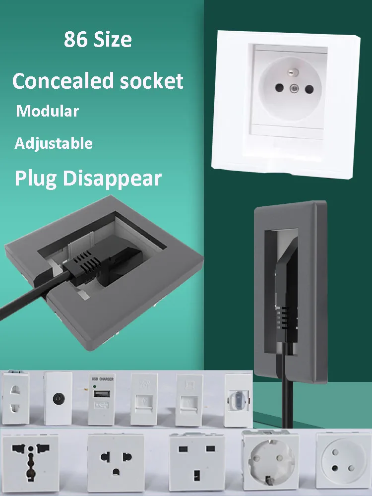 Concealed socket hidden socket plug disappear sunken househeight adjustable hide smart kitchen socket with 45modular replacement