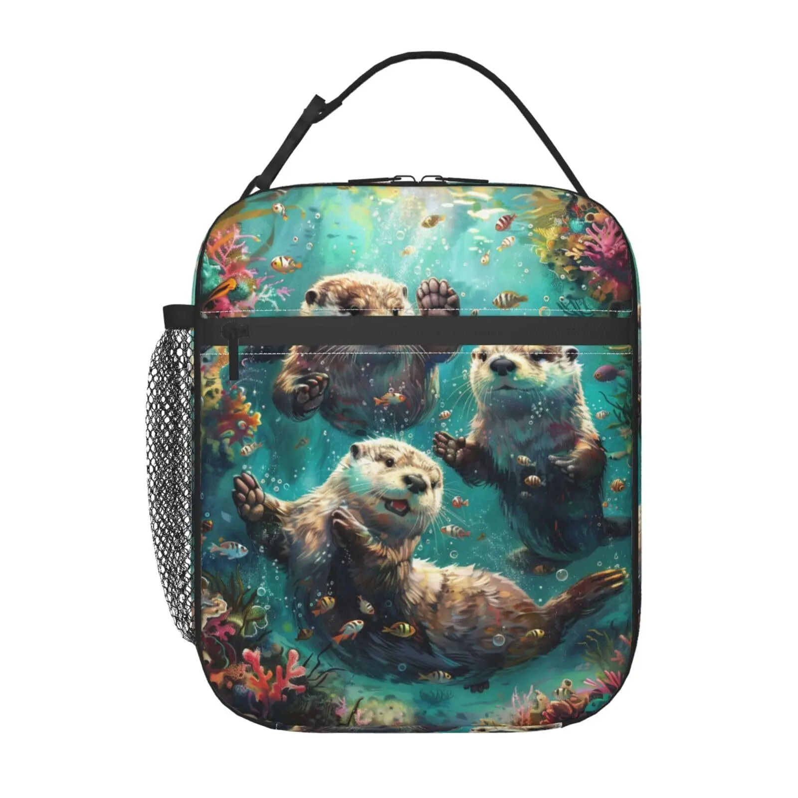 

Lunch Box for Women Men Otters Insulated Lunch Box Reusable Portable Lunch Ba...