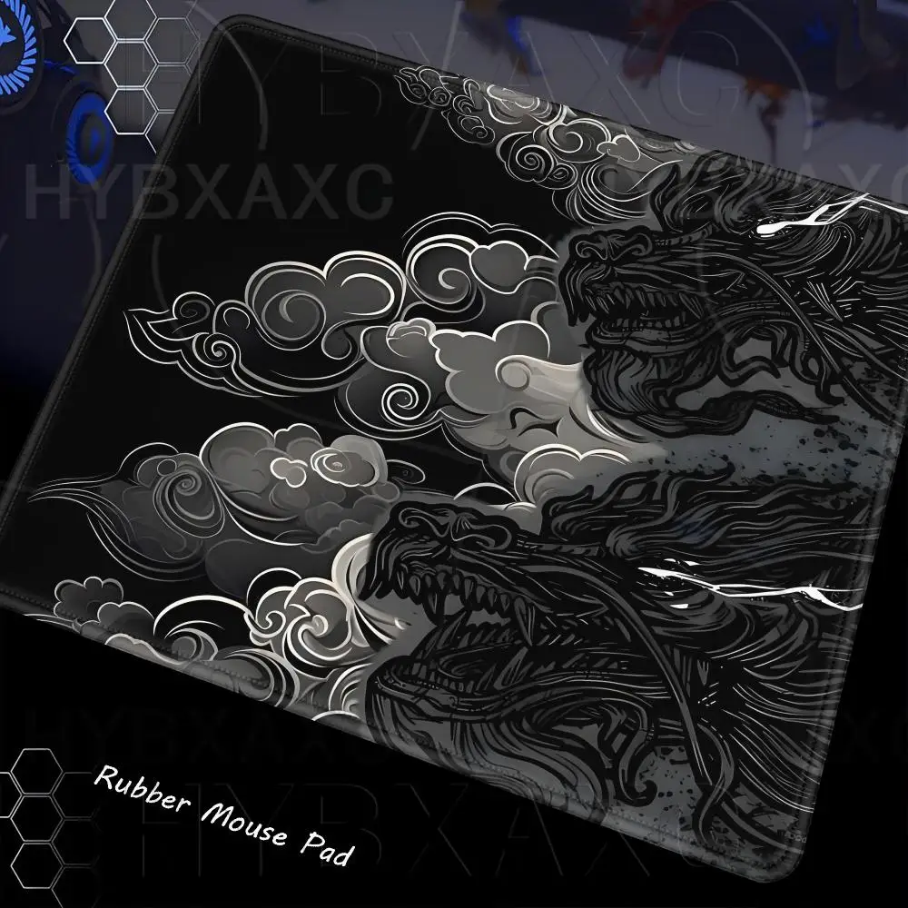 Japanese Dragon Mouse Pad Multiple Sizes Large Square Computer Office Game Table Mats XS Grey Series Rubber Anti-slip Mousepad