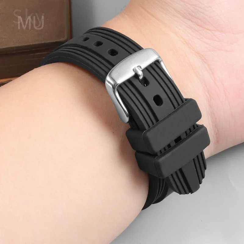 لحزام واجهة بولغاري المحدب، حزام ساعة سيليكون بولغاري دياجونو، إكسسوارات ساعات للرجال والنساء 22 × 7 ملم