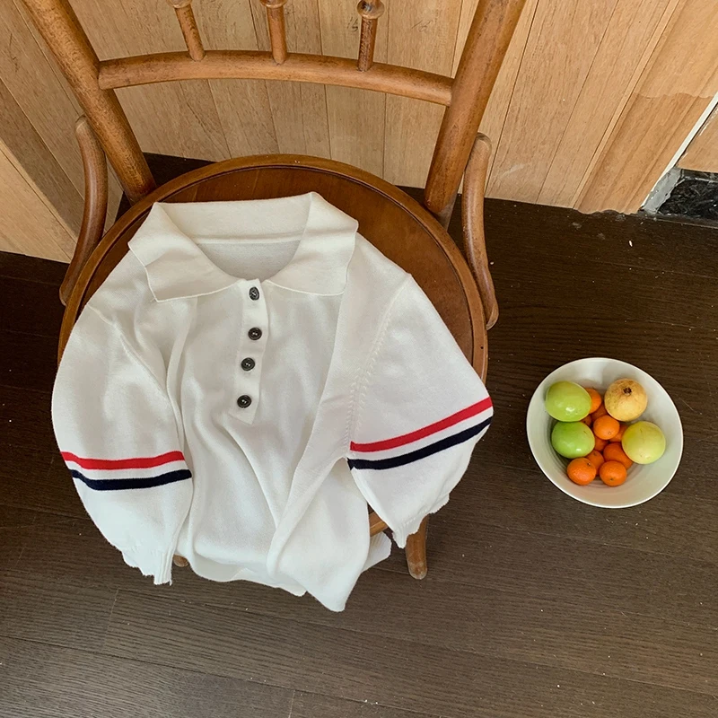 2026 Spring/Summer New Four Button Polo Shirt Personalized Double Sleeve Color Track Top