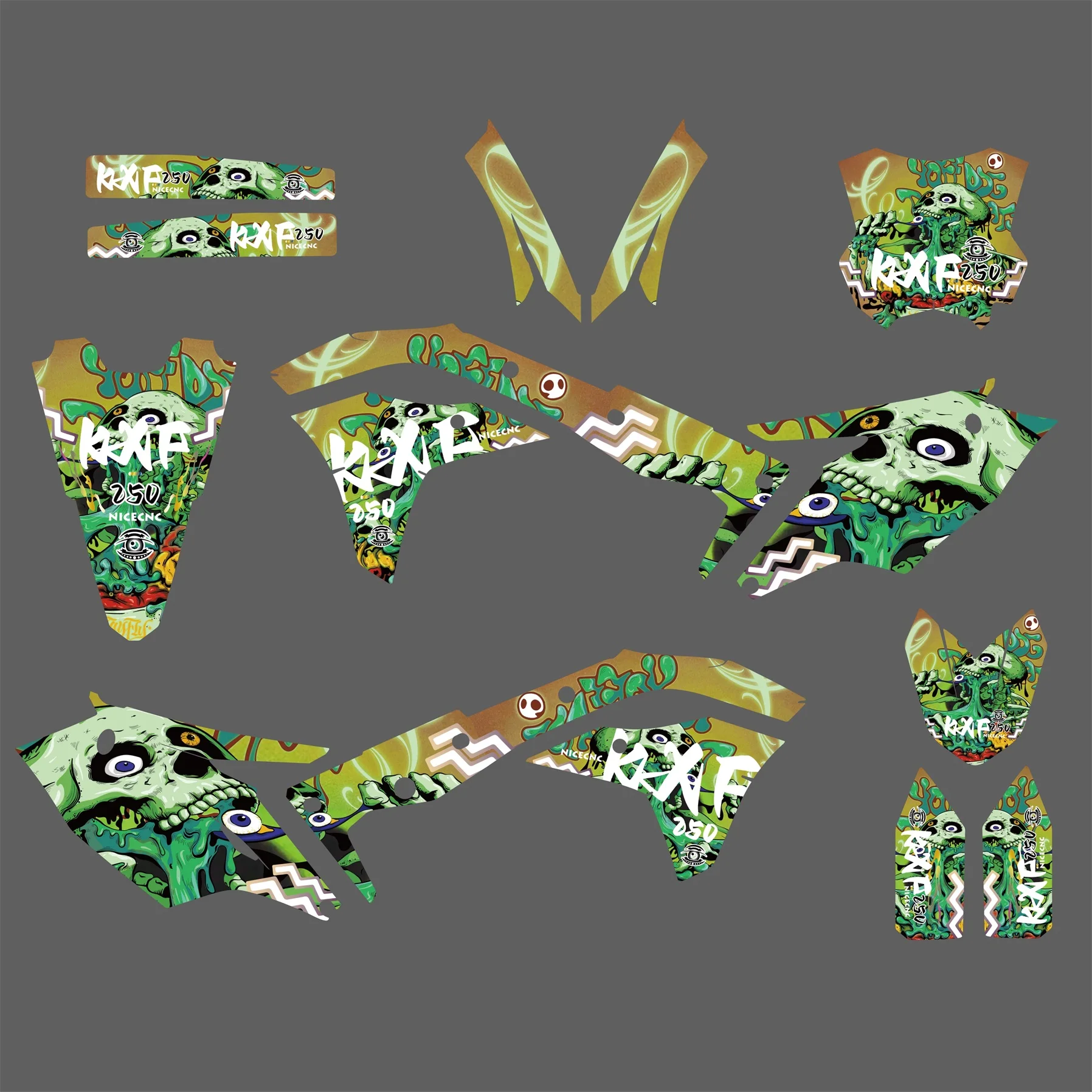 New For Kawasaki KX250F KX 250F KXF250 KXF 250 2017-2020 Motocross Full Fairing Graphics Background Decals Sticker Custom Number