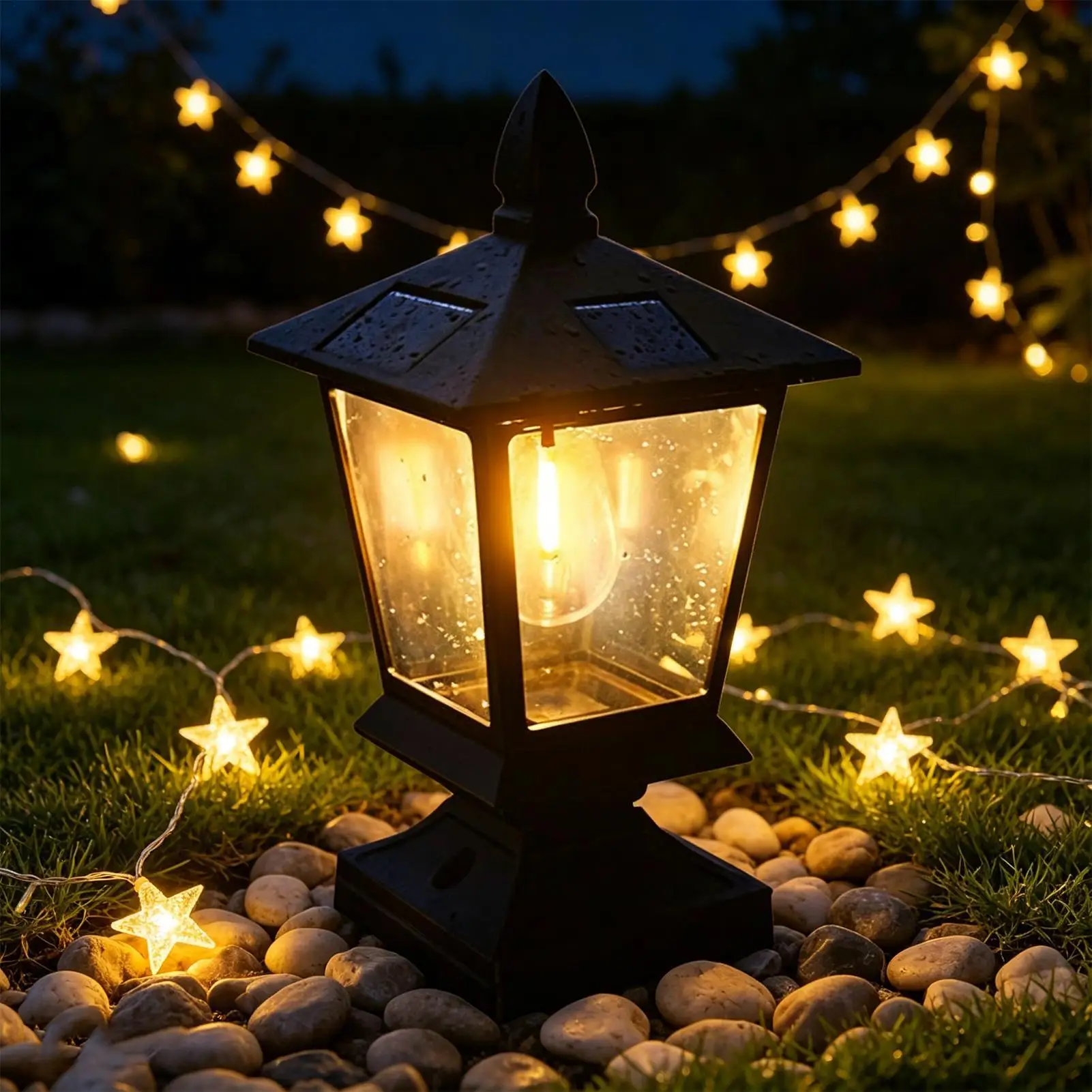 Waterproof Solar Garden Lights for Villas Courtyard Pillar Head Light Rural Outdoor Post Light LED Bulb Lamp Lighting Home Decor