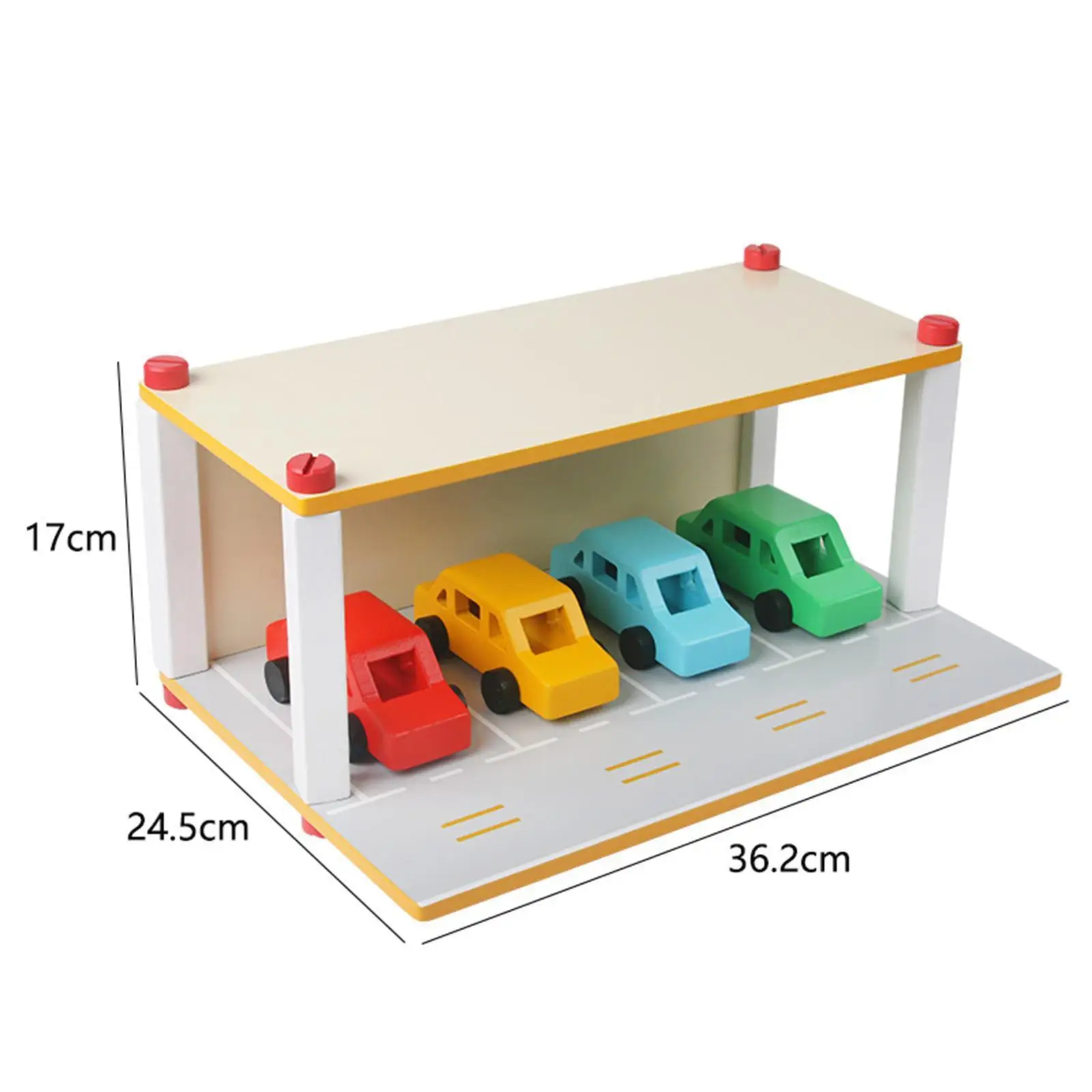 Wooden Parking Lot with Car, Vehicle Role Play Toy, Educational Toys Garage Toy for 3 4 5 Year Olds, Boys and Girls, Kids