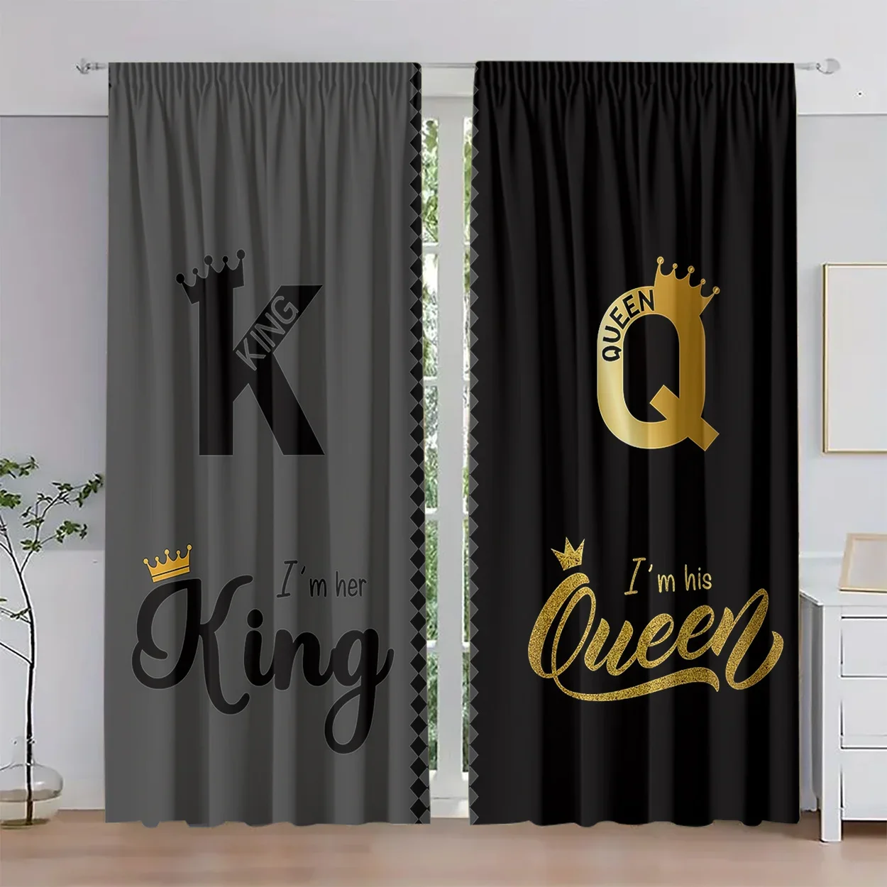 

Royal couple pairing pattern Print Drapes Room Darkening Window Curtains for Home Decor,Rod Pocket Blackout Curtains Bedroom