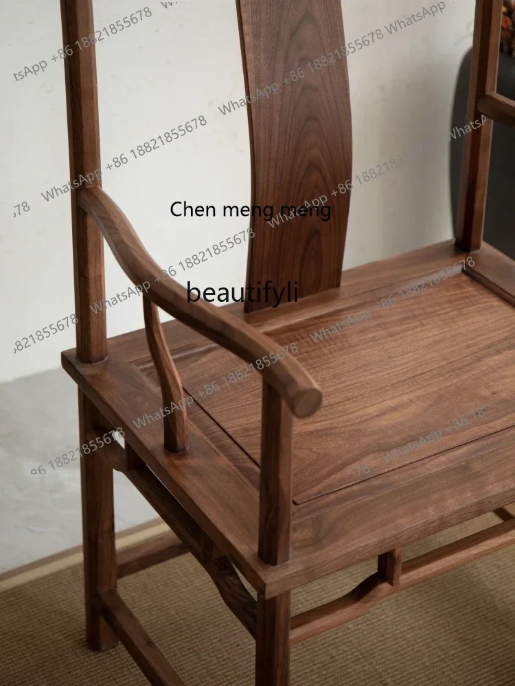 X 32 New Chinese solid wood black walnut official hat, grand master, master chair study, set combination