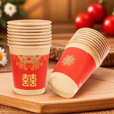 

50Pcs Wedding Paper Cups Disposable Beverage Cups for Juice Tea Coffee Outdoor Party Banquet Festival Serving Single Time Cup