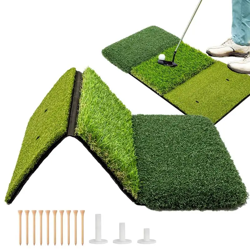 

Golf Swing Mat Artificial Turf Training Mat 25.2x15.75 IN Non-Slip Golf Hitting Training Aids Golf Grass Mats Golf Training