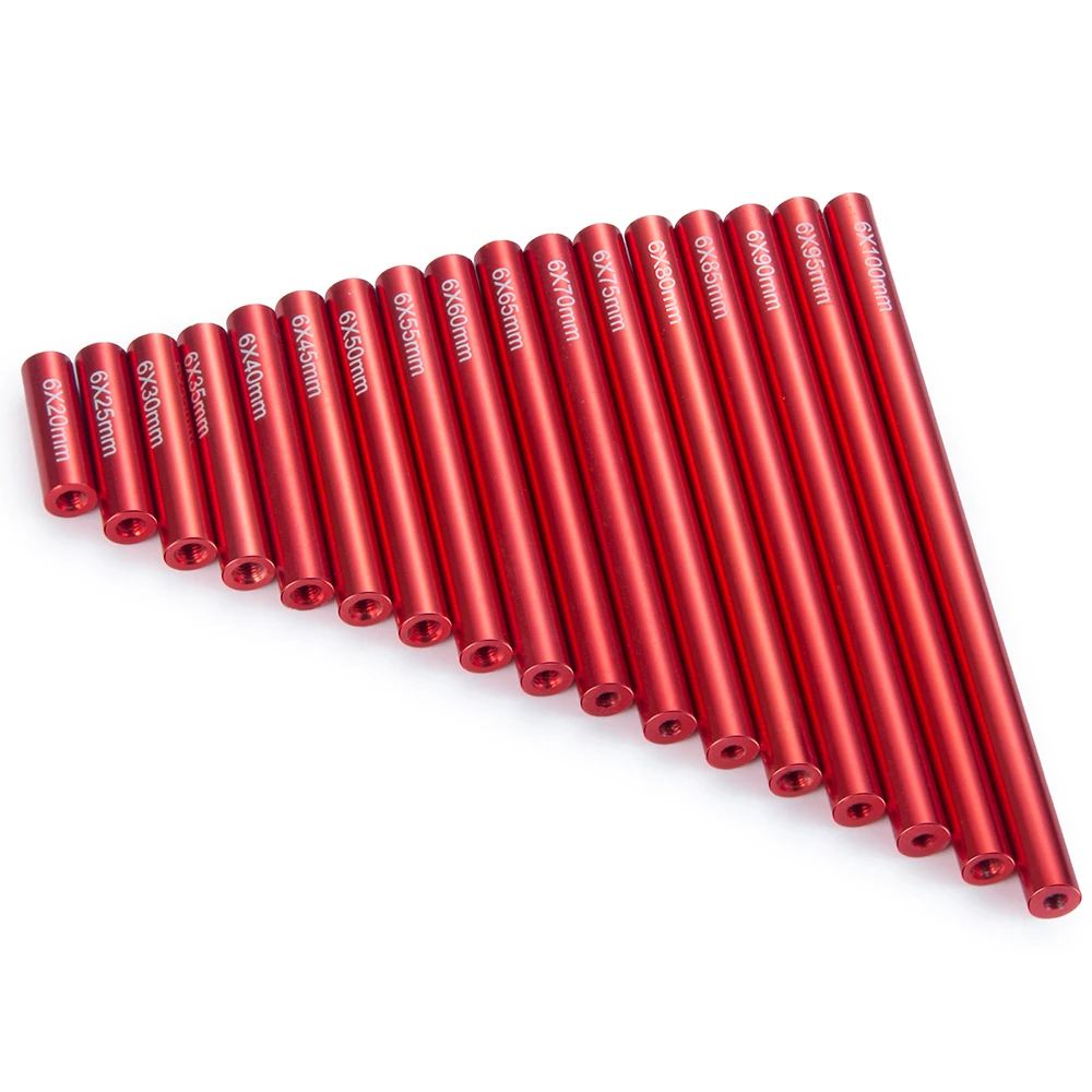 AXSPEED-varilla de enlace de aleación de aluminio, 2 piezas, conexión roja de 20-105mm para 1/10 RC Crawler Axial SCX10 F350 D90 D10 TRX4 TRX6, piezas de actualización