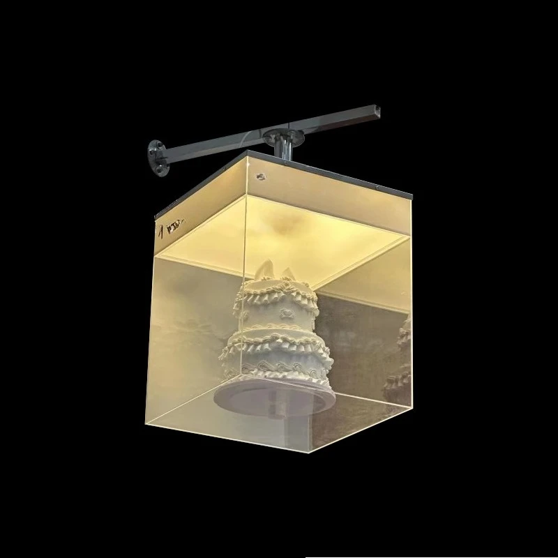 

Transparent acrylic rotating light box, which can be built-in decorative parts to display billboards 360 degrees