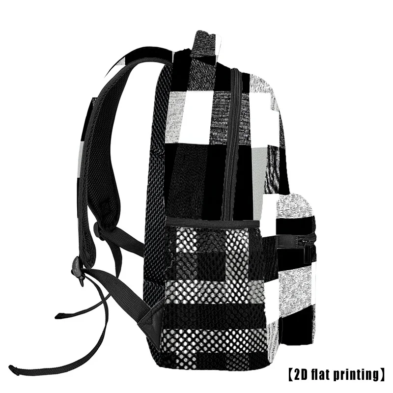 Buffalo Check Pattern in Black And White Casual Travel Backpack Large-Sized Backpack Suitable for Business Unisex Design