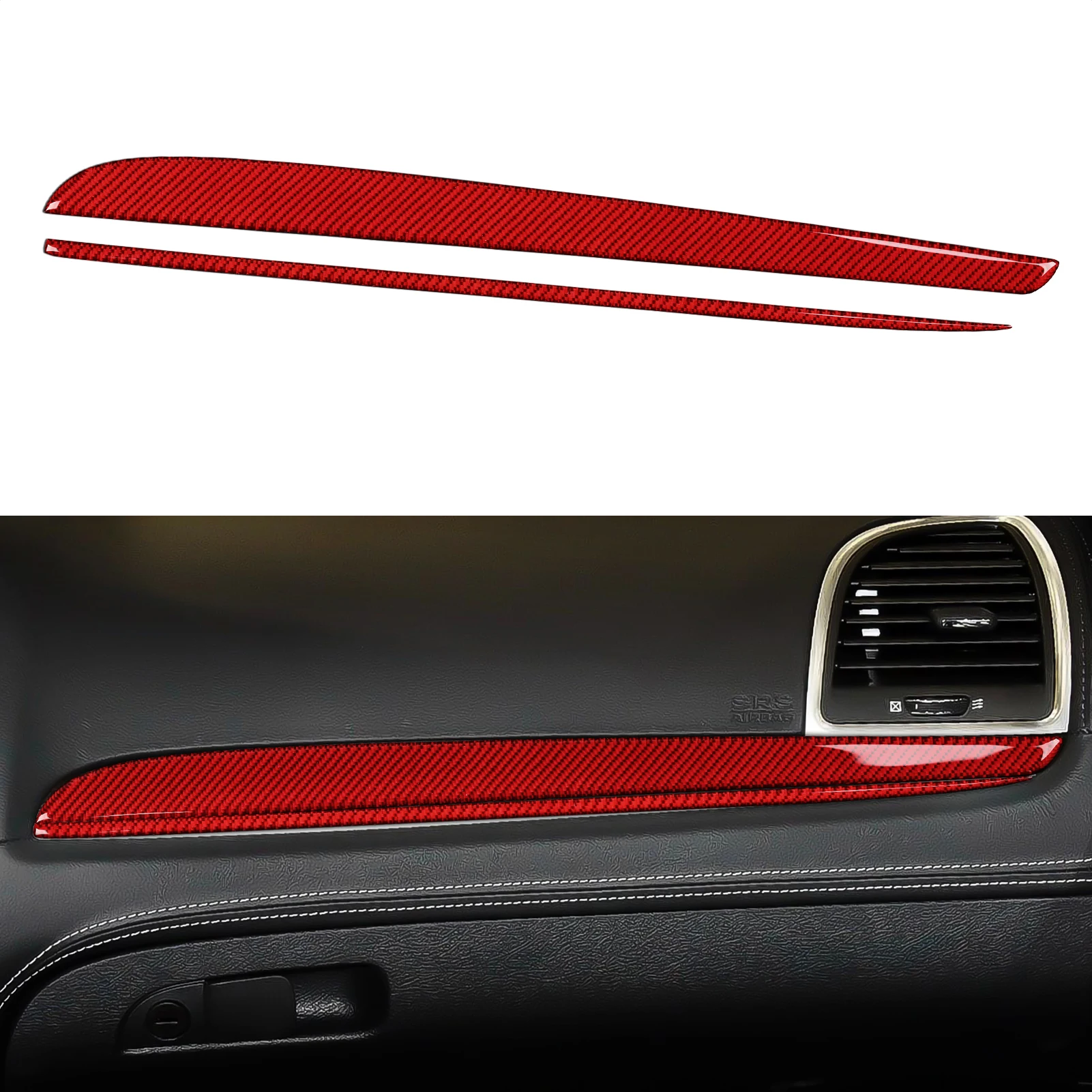 

For 2011-2022 Chrysler 300 Accessories Copilot Decor Strips Dashboard Protective Cover Decals Carbon Fiber Stickers