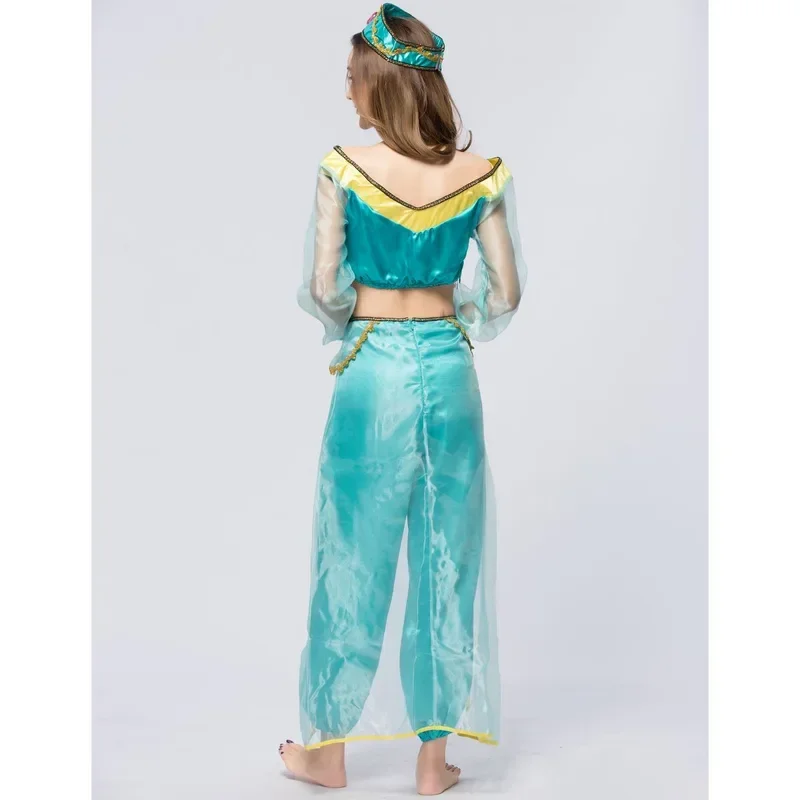 Disfraz de escenario de juego de rol de Aladino para adultos europeos y americanos, vestido de princesa Jasmine de Aladino para Halloween, Jasmine de Aladino