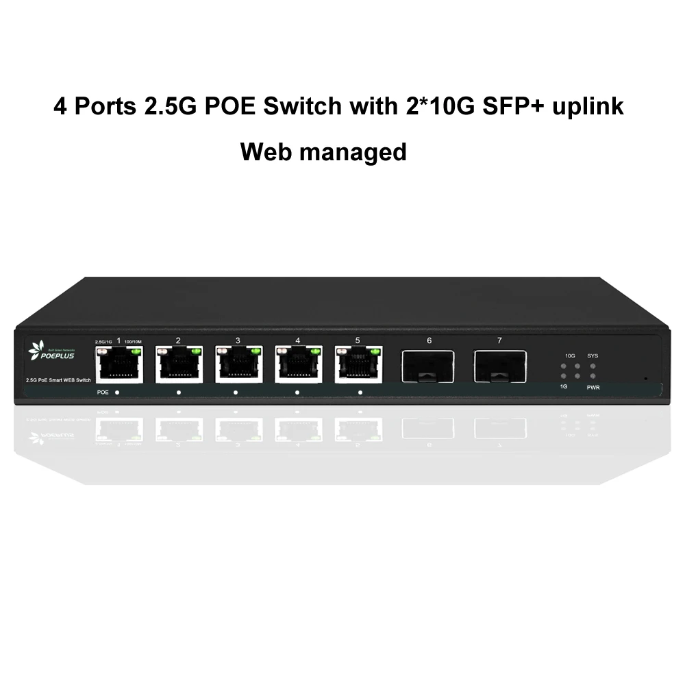 Smart Web Managed 5 Ports 2.5Gb Switch with 2*10G SFP+ Uplink POE/ Non POE Multi Giga Lan Switch