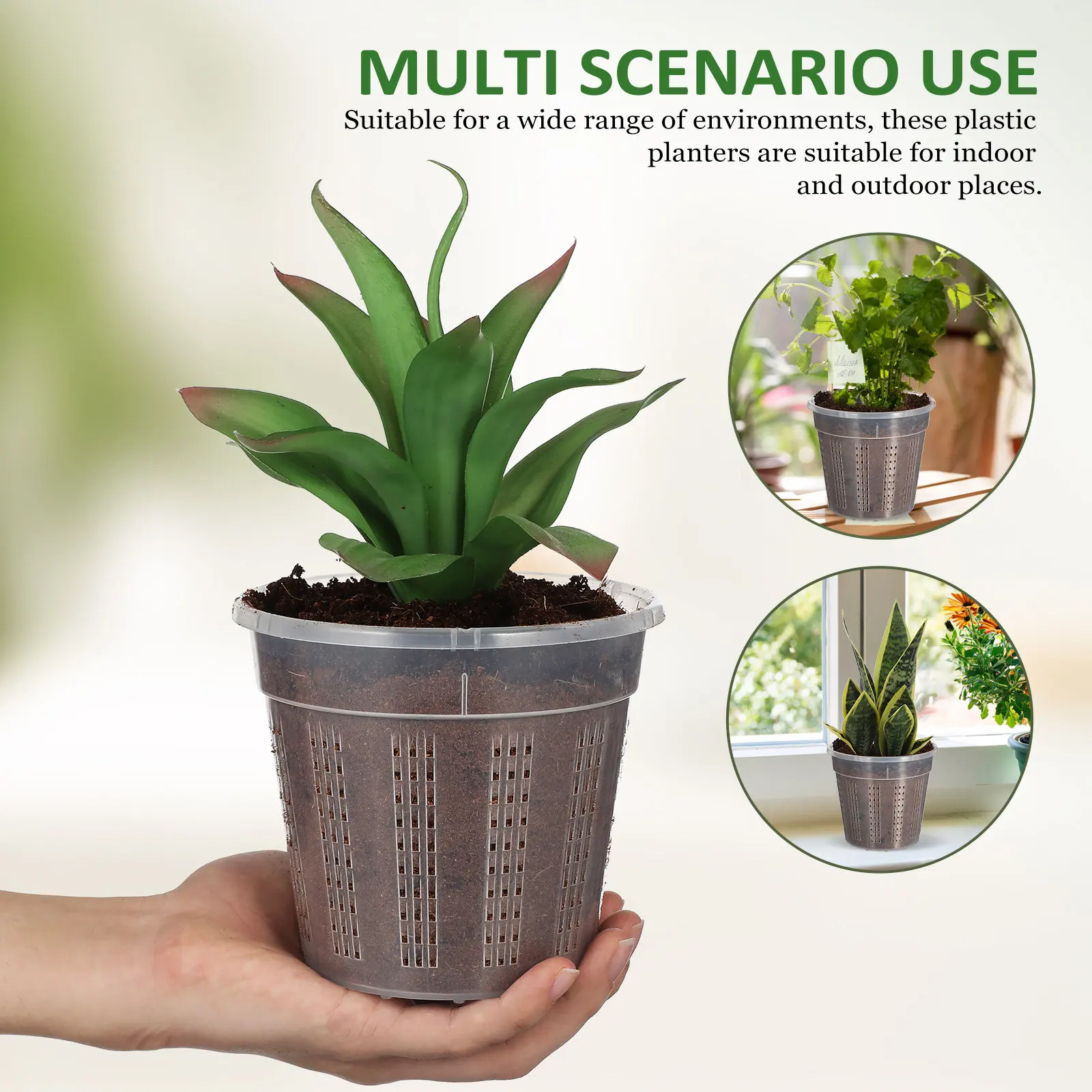 6Pcs Clear Plastic Orchid Pots with Ventilation Holes Transparent Planter Pots for Indoor Plants Garden Orchids Succulents