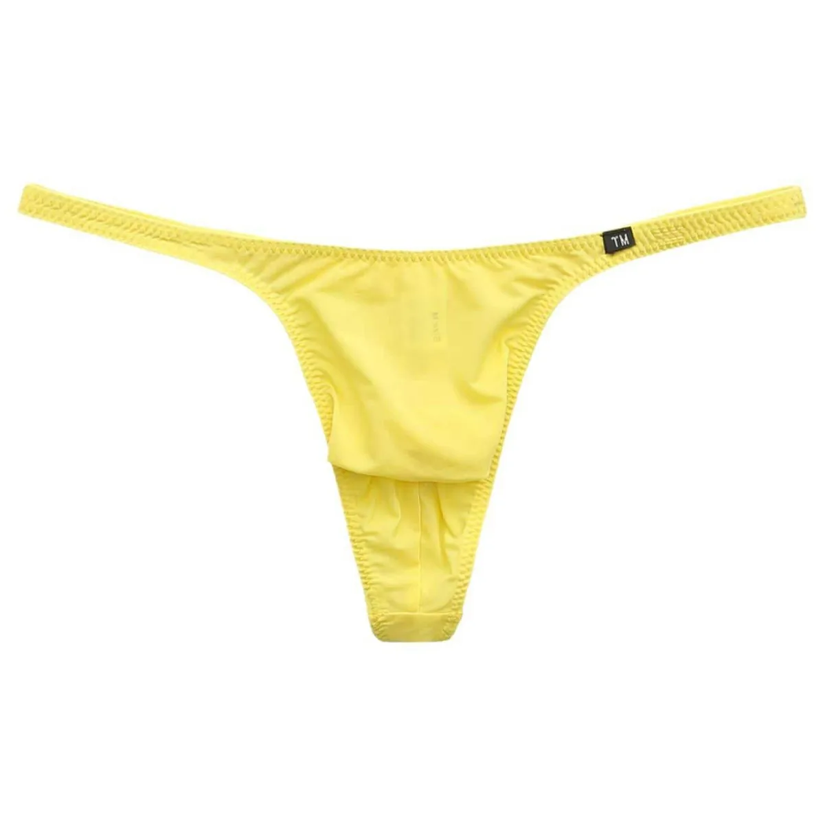 Elastic Men's Ice Silk G-string Thong Low-rise Large Pouch Half-seam Underwear