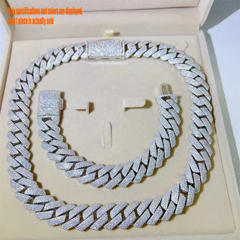 American Miami style 4row full-diamond Cuban chain, 20mm heavy ice diamond style,same accessory as rappers, street fashion style